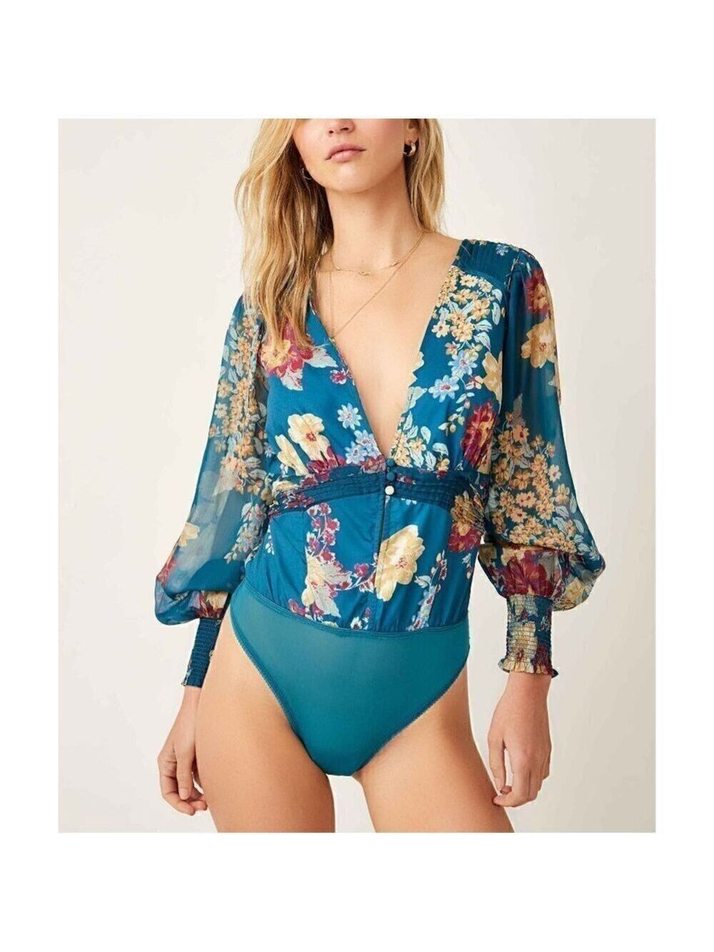 FREE PEOPLE Wanderlust Bodysuit / Jade Combo